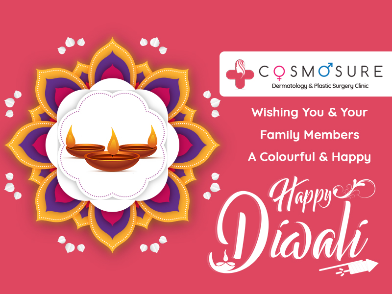 Diwali wishe by cosmosure clinic, One of the best skin care hospital in hyderabad